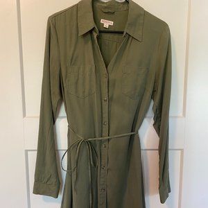 Merona Green Button Down Long Sleeves Shirt Dress